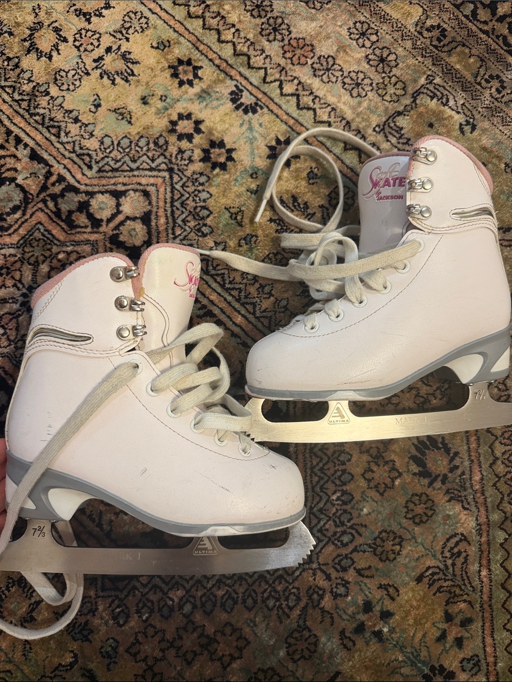 JACKSON White Figure Skates with Pink Accents size 13J